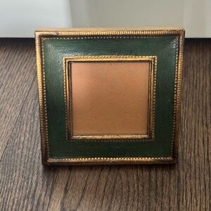 Square photo frame in dark green and gold